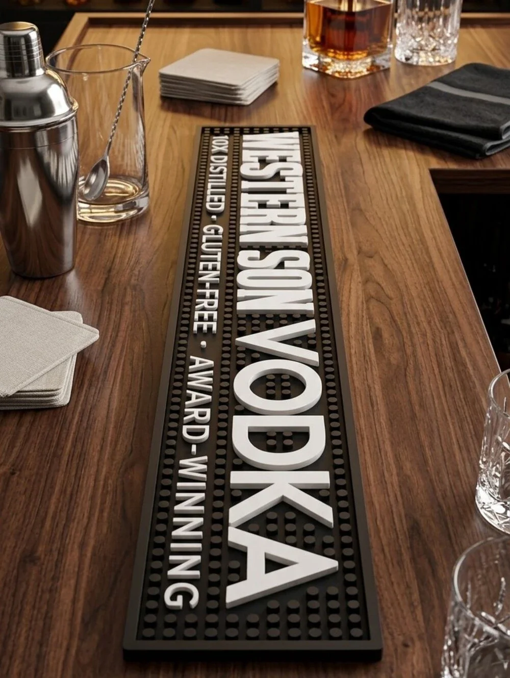 Western Son Vodka Bar Mat - Black & White New In Package